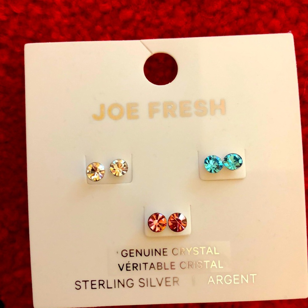2/$30 nwt sterling silver genuine crystal earrings 3 pack